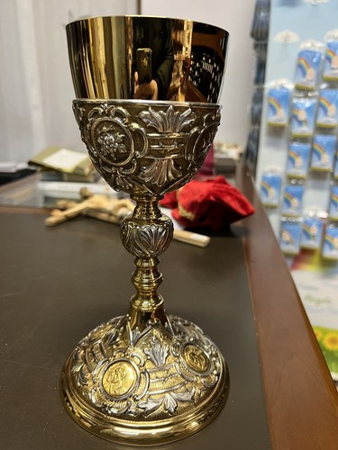 Calice argentato cesellato - argentato, a